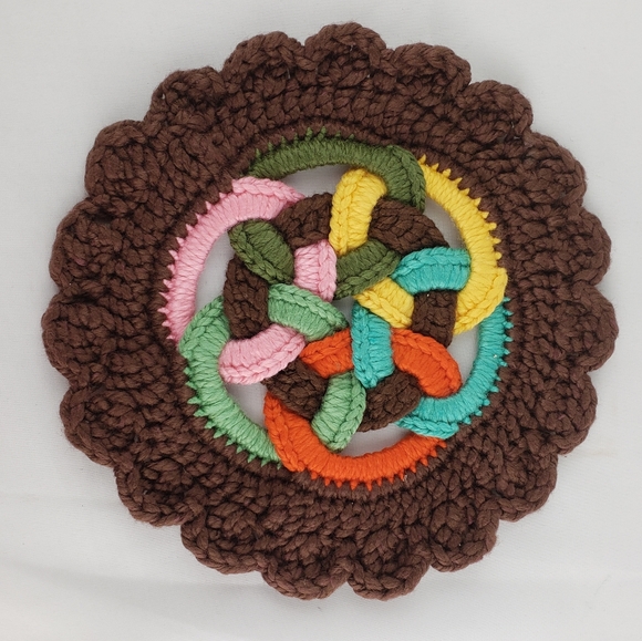 Lot of 2 Vintage Crocheted pot holders - Picture 2 of 5